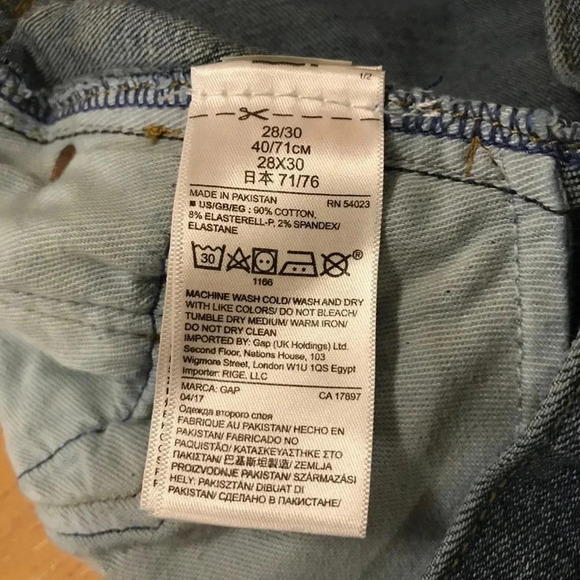 GAP 1969 Straight Leg Blue Denim Jeans 28x30 size 28 W and 39 L - Picture 7 of 10